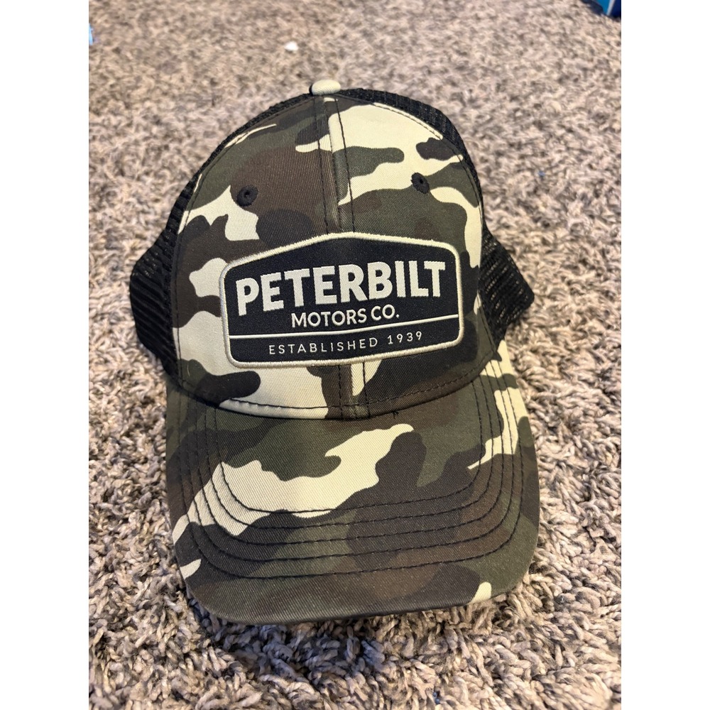 Peterbilt Motors Co Camo Trucker Hat Mens Mesh Snapback Cap Camouflage